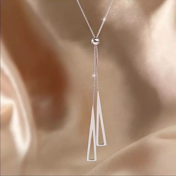 #31 NEW Silver Rectangle Slider Necklace - Picture 6 of 10